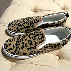 Animal print moccasin shoes